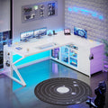 Sixty Three Inch L Shaped Ivory White Gaming Desk Pro